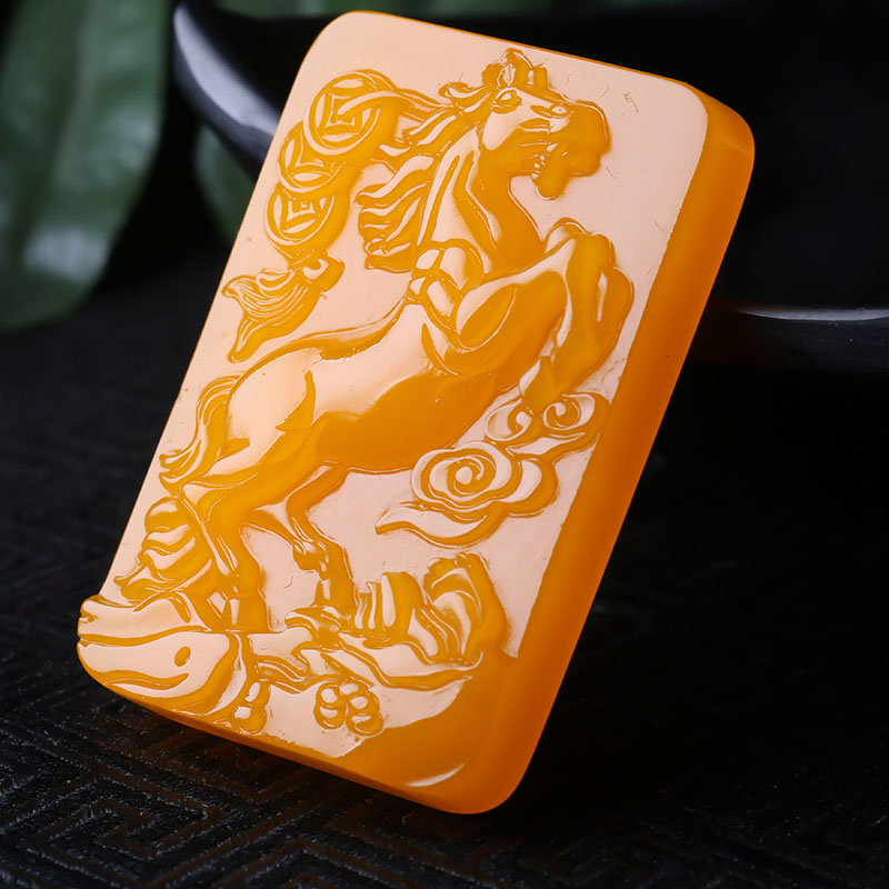 Hetian Jade Huanglong Jade Horse Jade brand Topaz Zodiac Horse pendant Jade Horse pendant for men and women Jade horse