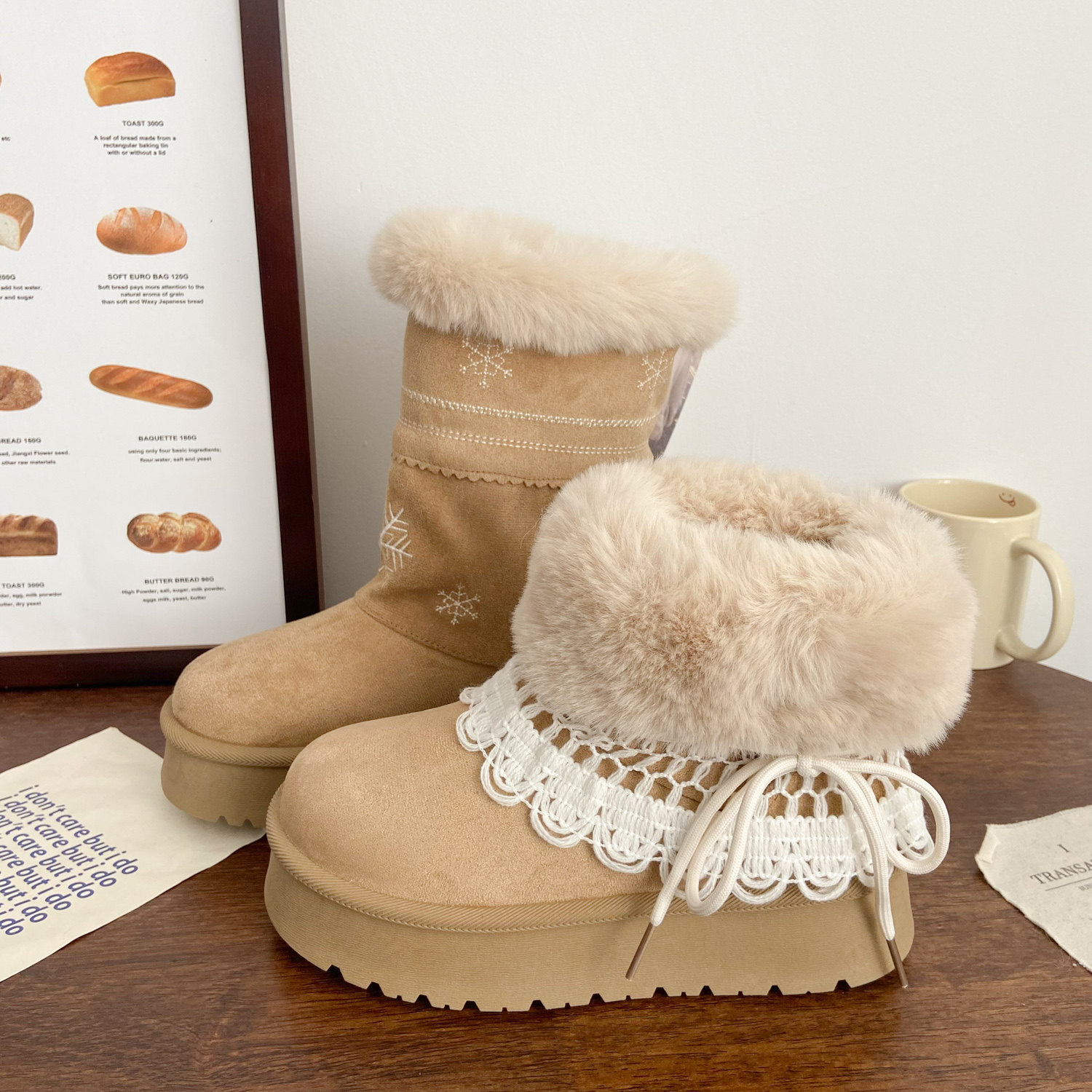 Зимние сапоги с высоким берцем из трех предметов одежды с вышивкой и бархатом, женская съемная зимняя новая шикарная нишевая корейская зимняя хлопчатобумажная обувь