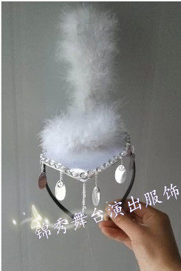 Small swan head decorated with dance dance accessories feather headwear for all sizes