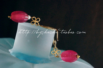 Rose and Rouge a drop of peach flower stuffed old glazed silver gilt handmade earrings