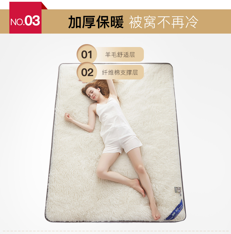 Nệm len Nam Cực dày đôi giường bọ cạp 1,8m Giường chiếu chống trượt đệm 1,5m - Nệm nệm cao su giá rẻ