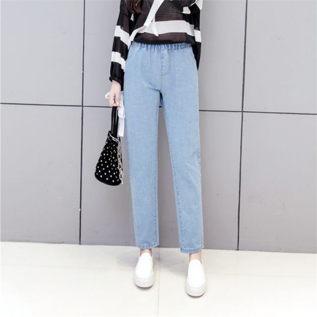 Mùa thu và mùa đông Phụ nữ phiên bản Hàn Quốc của quần lọt khe thun co giãn hoang dã Quần jeans ống đứng quần dài học sinh quần dài 9 quần quần jean rách nữ