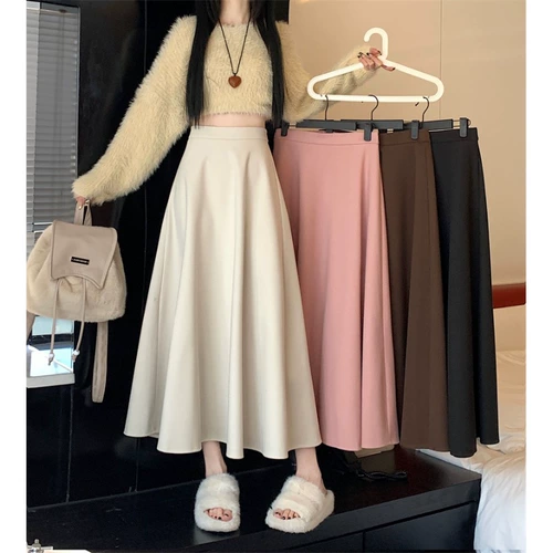 Шерстяная осенняя длинная юбка, размер, высокая талия, А-силуэт