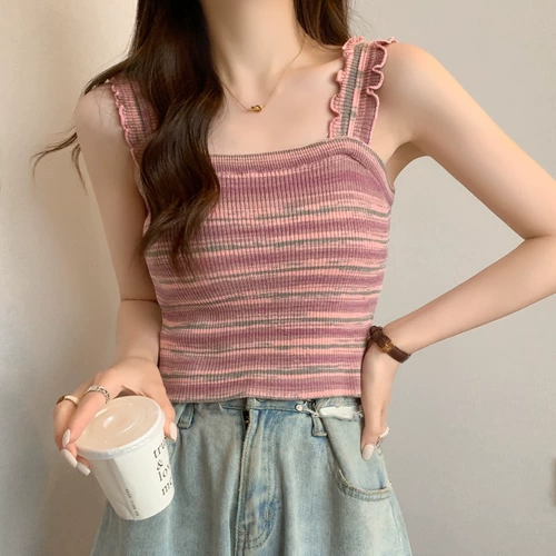 Ретро тонкая майка, топ с чашечками, большой размер, по фигуре