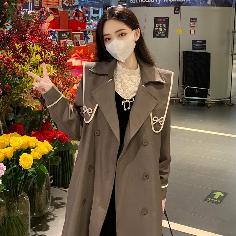 Wind Jersey Women's Dress Jacket Design Feel Great Size Spring Autumn 2022 New Fashion Senior Fat Sister Middle Long version of the big coat