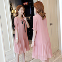 Pregnant woman summer dress dress dress net red new fashion models 100 plexen snowspun pregnant women dress in summer long style loose dress