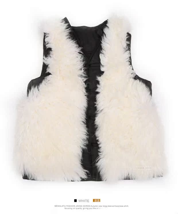 Áo len nam lông trung niên một mùa thu và mùa đông da cỏ vest da cừu vest ấm áp cotton áo khoác lông