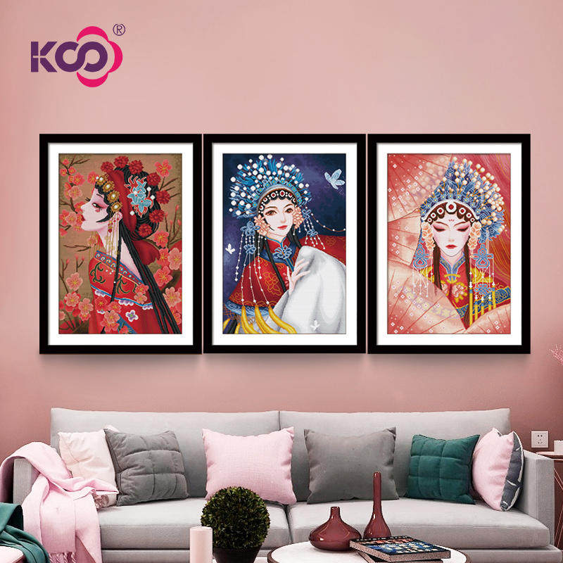 KS Cross embroidered 2020 new living room Populace Peking Opera Flower Denier Thread Embroidered figure handown embroidered Chinese Wind Series