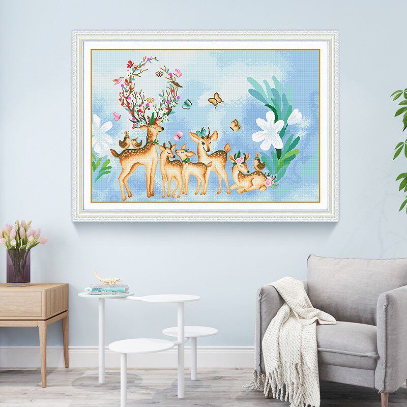 KS cross stitch Fulu home 2020 new living room dining room fairy deer series thread embroidery hand embroidery