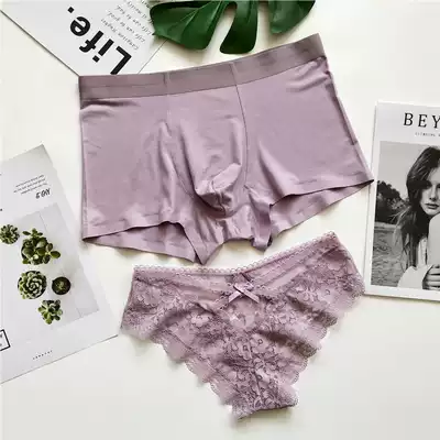 High quality new cotton couple underwear lace sexy temptation lovers underwear set small inner gift