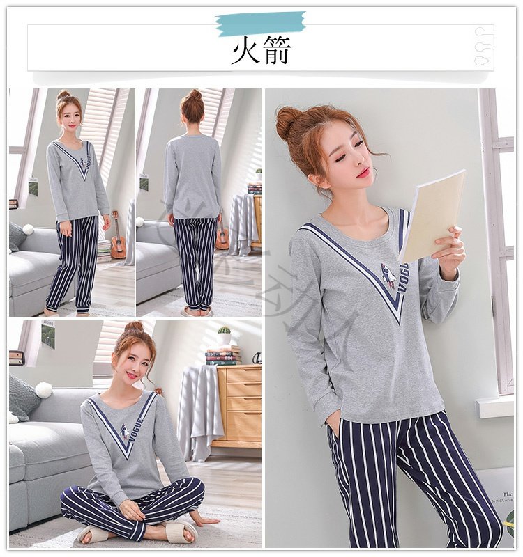 Bộ đồ ngủ bằng vải cotton hai mảnh dài tay mùa hè dành cho nữ có thể mặc bên ngoài phiên bản tiếng Hàn của dịch vụ gia đình cotton mùa xuân và mùa thu tươi mới nội y cao cấp