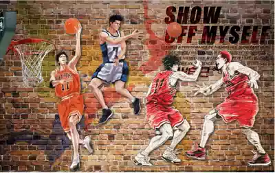 灌篮高手墙纸nba壁纸日本卡通动漫篮球主题卧室墙布科比湖人墙纸