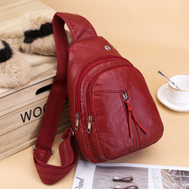  Washed leather womens chest bag 2020 new trendy womens bag soft leather messenger bag casual all-match shoulder bag chest bag