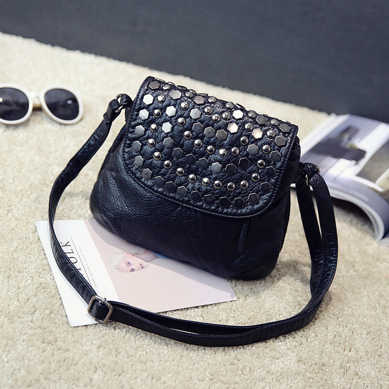 Mobile phone bag women's 2020 new Korean version of the simple and versatile soft leather small shoulder bag fashion rivets one-shoulder messenger bag women's bag