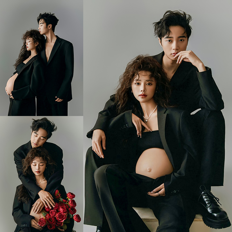 Photo Studio Maternity Black Suit Set Maternity Photo Shoot Clothing Couple Portrait Art Photo Photography Outfit High-End Photo Studio Maternity Black Suit Set Maternity Photo Shoot Clothing Couple Portrait Art Photo Photography Outfit High-End