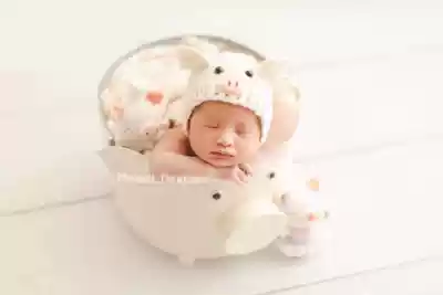 Children's photo studio newborn baby theme costume props photo photography full moon 100 days Photo creative piggy hat