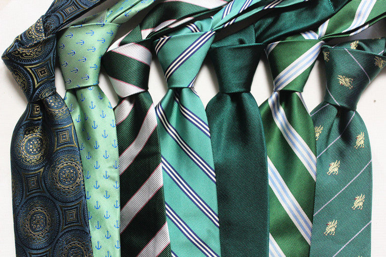 Export pure original jacquard yarn-dyed silk mulberry silk green series men's formal wear business hand tie British workwear