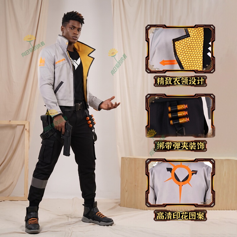 Fearless Contract Phoenix Cosplay Costume Valorant Fire Man Cosplay Outfit Jacket Wig Shoes