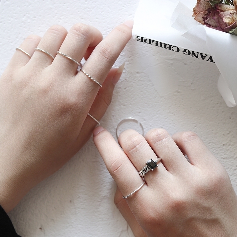 s925 pure silver index finger ring female Japan-ROK temperament brief fresher opening glossy opening glossy personality student 100 lap fine ring