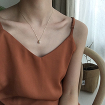 Water drop pendant 925 pure silver necklace female temperament chic minimalist approachability cold light wind gilded collarbone chain not to fall color