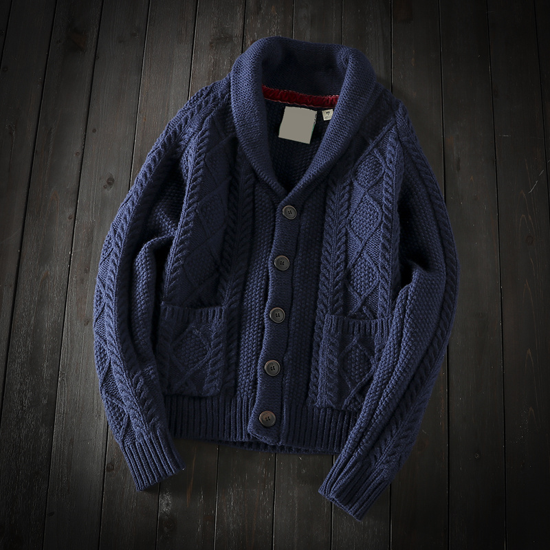 Exported to Europe and America, Original Surplus Stock with Tags Removed, Autumn and Winter Men's Wool Sweater Cardigan Knitwear Jacket Trendy