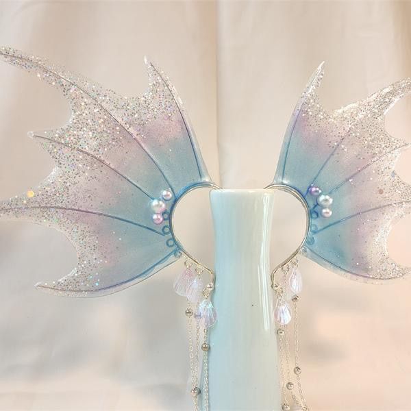 Mermaid Earrings, Mermaid Head Ornaments, Ear Hooks, Photo Props, Cosplay Mermaid Princess Props
