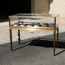  Jewelry cabinet New spot stainless steel brushed jewelry counter Jade jade jewelry showcase Gold display cabinet