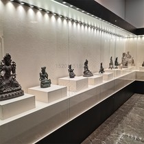 Museum Exhibition Cabinet Metal Baking Lacquered Antique Display Cabinet Automatic Door Hydraulic Opening Black Artefacts Display Case Custom