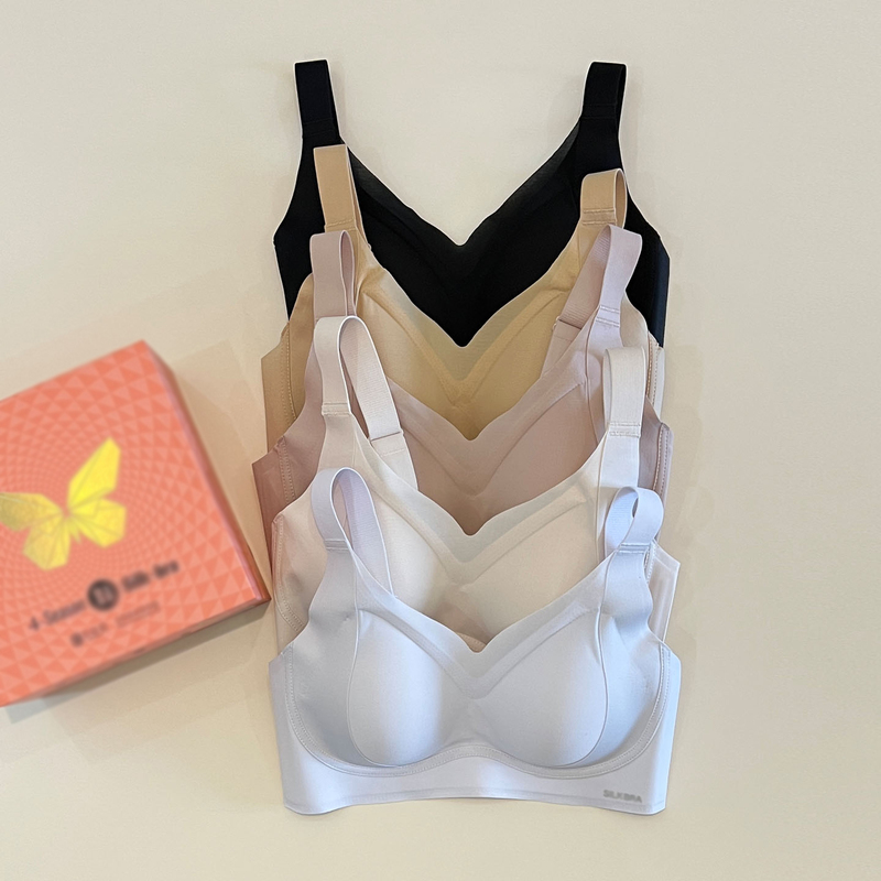 Bethmei B631 Silk Bra Seamless Sports Bra for Women Without Underwire Fixed Cup Bra