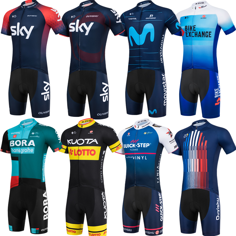 Road Bike Cycling Jersey Men's Short-Sleeved Suit Breathable Quick-Drying Mountain Bike Summer Cycling Pants Cycling Top Slim Fit