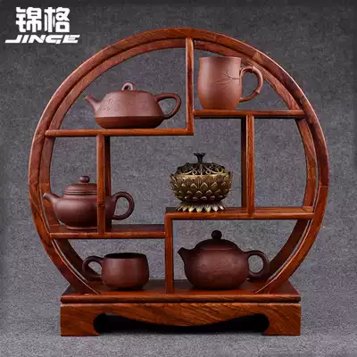 Jinge rosewood Bogu rack Solid wood purple sand pot rack Mahogany teapot rack Duobao pavilion Chinese display rack
