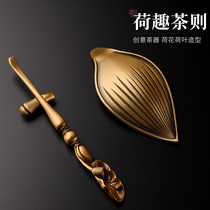 Brocade pure copper tea then handmade teaspoon teaspoon tea with three sets of Creative Gongfu Tea Tea Dao Spare Parts Tea Art Tea Spoon