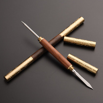 Black Sandalwood Pu-erh Tea Knife Flowers Pear Wood Tea Needle Tea Cone Creative Chinese Double Use Stainless Steel Pry Tea Knife Tea Set Accessories