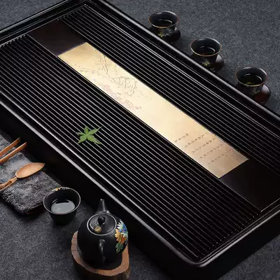 Jinge whole ebony tea tray King-size drainage tea sea household simple solid wood tea table bakelite tray