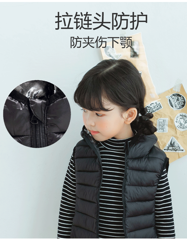 2018 trẻ em mới xuống áo len trùm đầu mùa thu và mùa đông ấm áp trẻ em nhẹ vest nam và vest trẻ em áo gile phao trẻ em