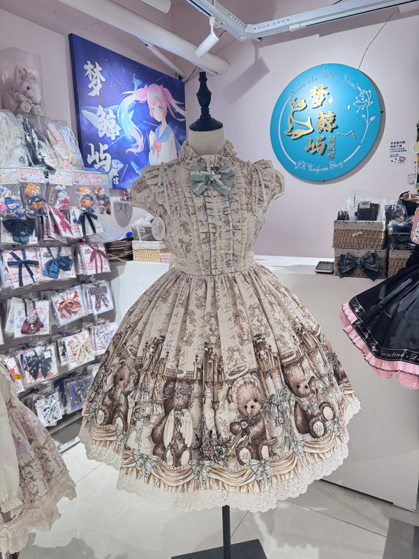 [in Stock] Lambeden Angel Bear Mini Sleeve Lolita Dress Jsk with Inner Accessories and Waist Cincher