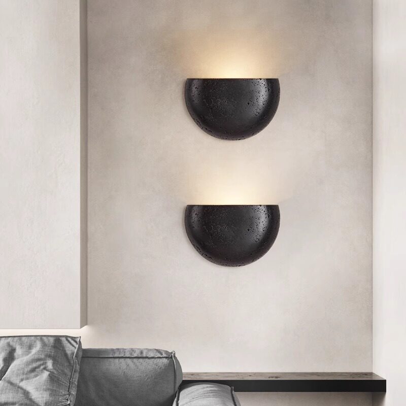 Black Hole Stone Vintage Retro Living Room Bedroom Bedside Wall Lamp Wabi-Sabi Niche Entryway Corridor Homestay Cafe Lighting Fixtures