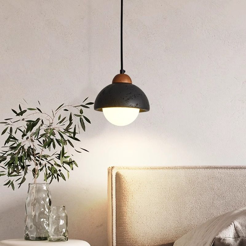 Bedroom Bedside Chandelier Black Stone Japanese Retro Wabi-Sabi Style Designer Personality Room Entrance Bar Counter Pendant Light