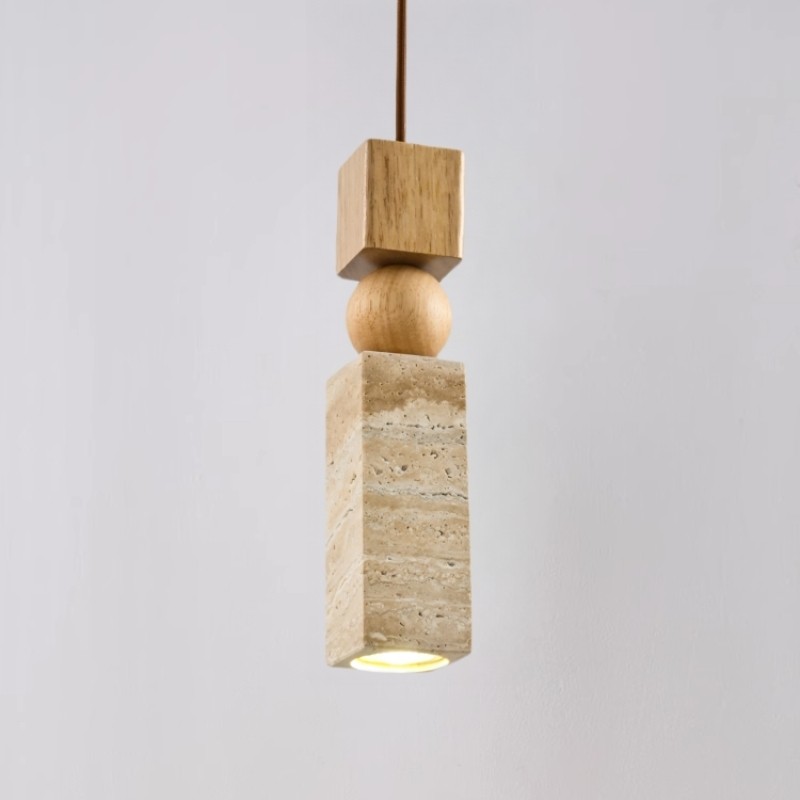 Vintage Wabi-Sabi Style Bedroom Bedside Small Pendant Lamp, High-End Feel, Yellow Travertine Creative Living Room Dining Room Bar Counter Lighting