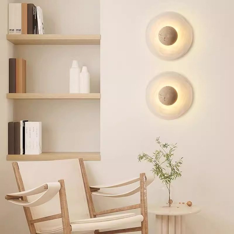 Yellow Travertine Bedroom Bedside Designer Creative Atmosphere Living Room Wall Corridor Staircase Vintage Wabi-Sabi Style Wall Lamp