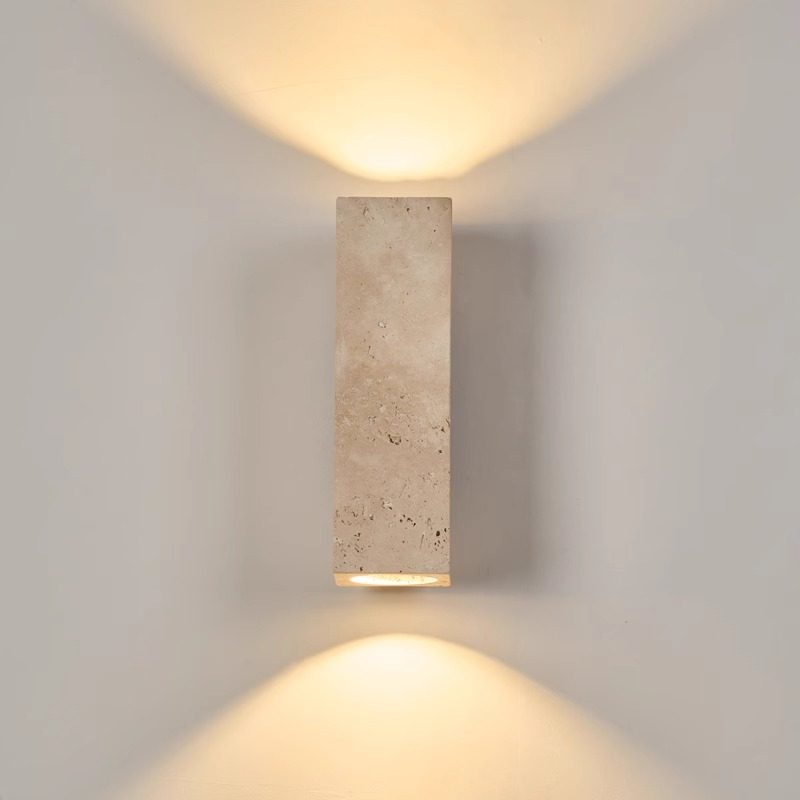 Vintage Wabi-Sabi Style Natural Yellow Travertine Wall Lamp Retro Homestay Living Room Bedroom Bedside Dining Room Corridor Ambiance Spotlight