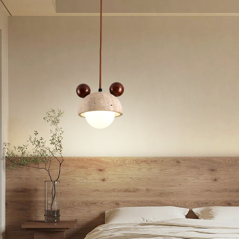 Yellow Travertine Bedroom Bedside Lamp, New Japanese Wabi-Sabi Style, Retro, Unique, Creative, Suitable for Guesthouses and Bar Counters, Pendant Lighting