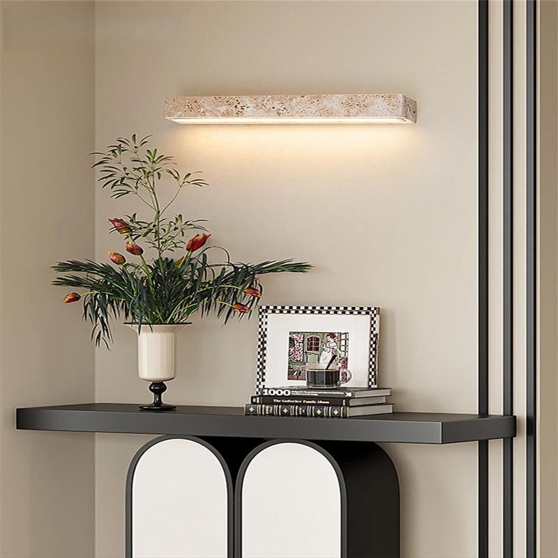 Vintage Wabi-Sabi Style Outdoor Yellow Travertine Villa Courtyard Balcony Waterproof Bedroom Bedside Entrance Door Wall Lamp