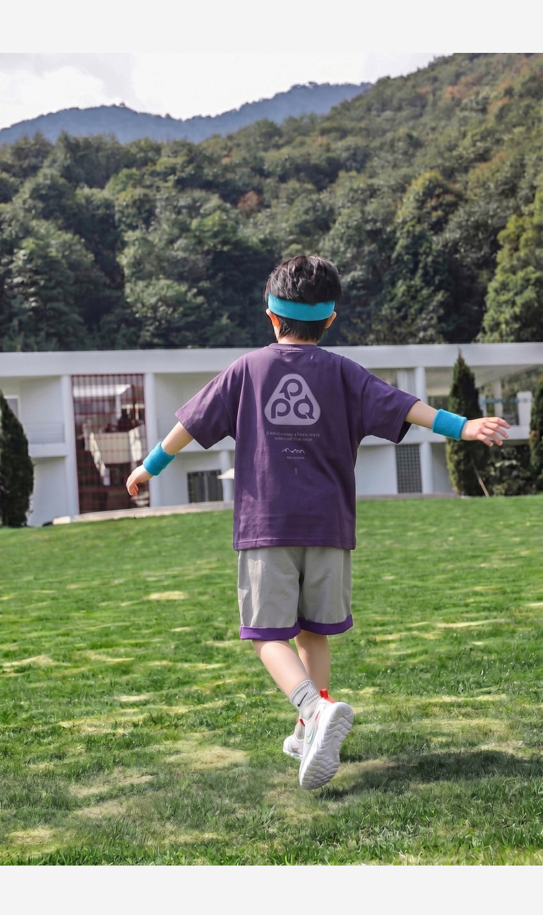 凉感速干衣儿童短袖t恤男童夏季2026新款潮牌中大童夏装运动套装 — 18