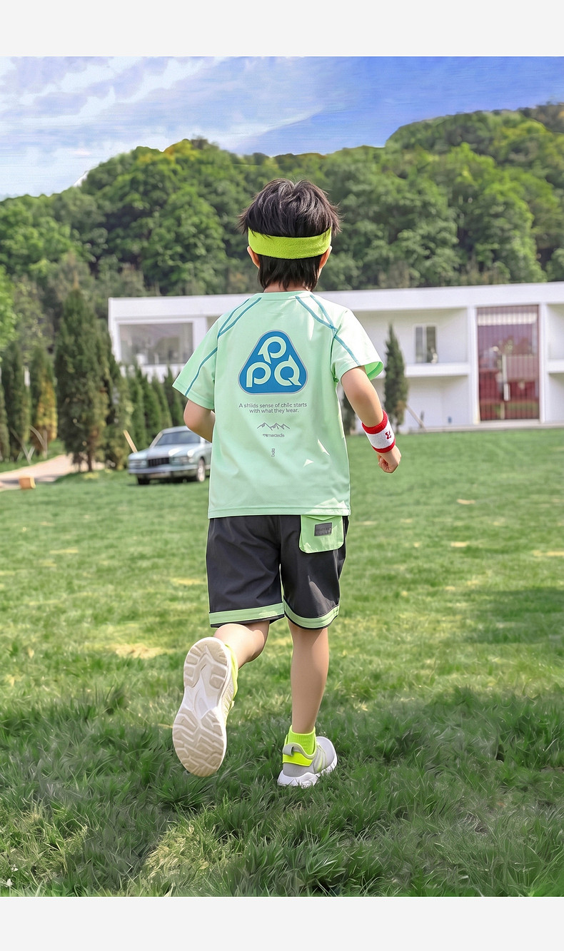 凉感速干衣儿童短袖t恤男童夏季2026新款潮牌中大童夏装运动套装 — 22