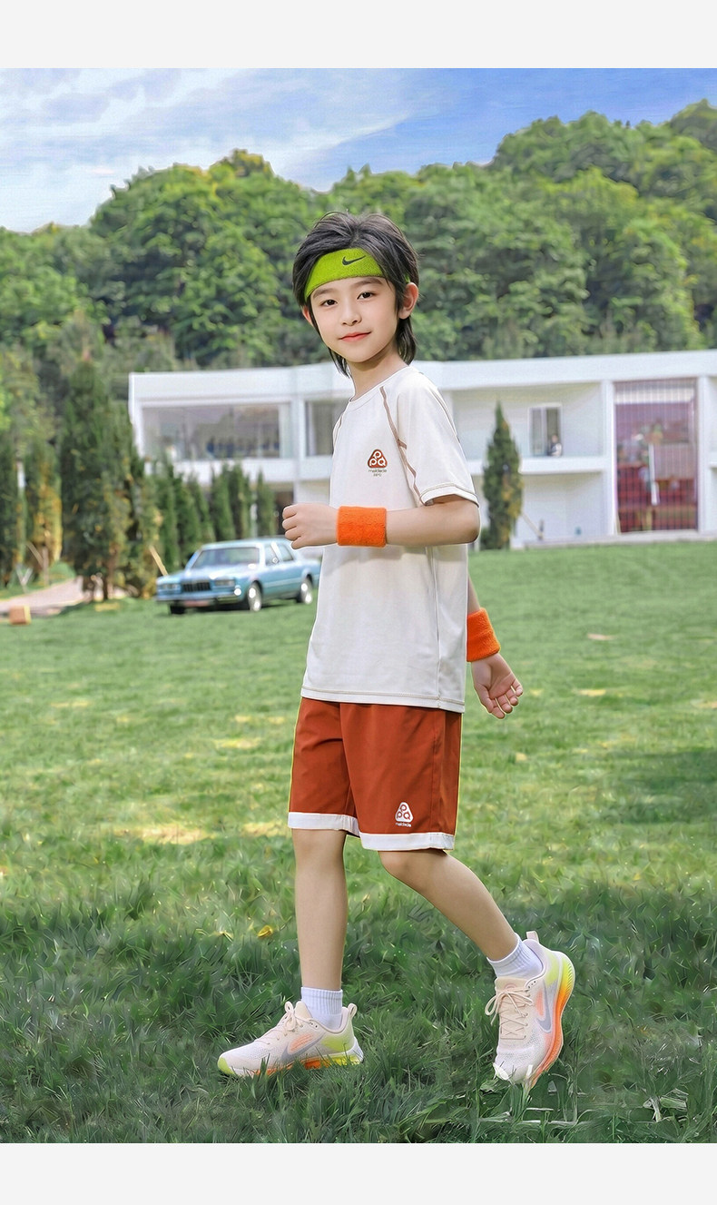 凉感速干衣儿童短袖t恤男童夏季2026新款潮牌中大童夏装运动套装 — 28