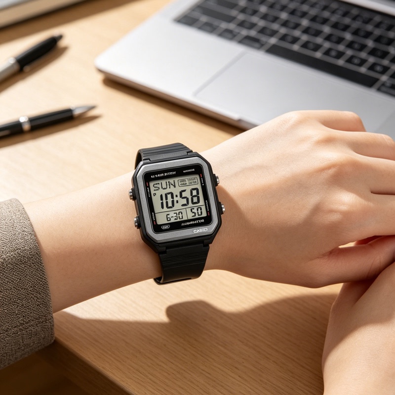 Casio Casio Watch for Male Students, Junior High School Students, Small Square, Teenagers and Children, Casio Watch W-221H