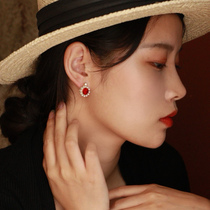Moulin Rouge vintage ear clip no earrings female red earrings mosquito coil ear clip pearl earrings French studs