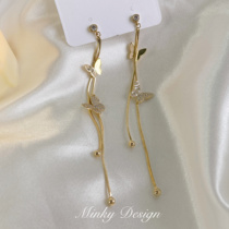 Slender fiber full Dew butterfly mosquito coil ear clip without ear hole female earrings 2021 new face small earrings autumn and winter