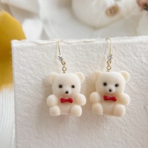 Warm Cubs bear mosquito coil ear clip without ear hole female earrings earrings winter plush spiral